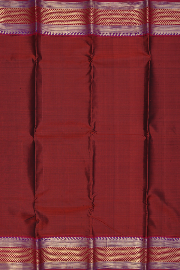 Kanchipuram Silk Saree In Rust Red With Zari Border