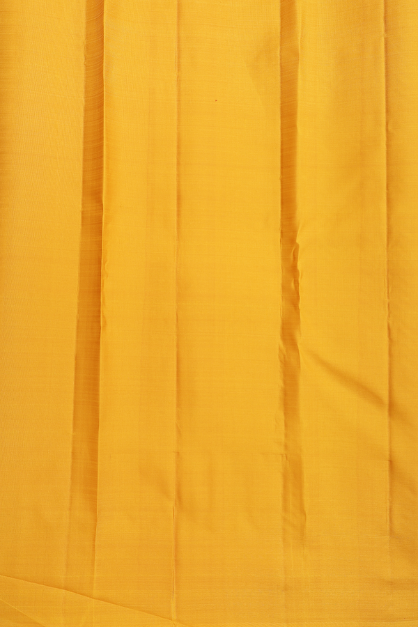 Kanchipuram Silk Saree In Saffron Yellow With Chakram Buttas