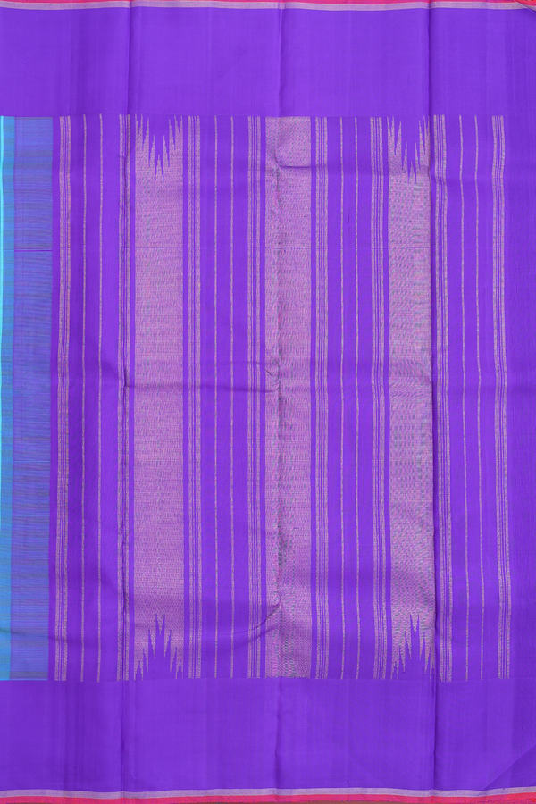 Kanchipuram Silk Saree In Sky Blue With Checks Design