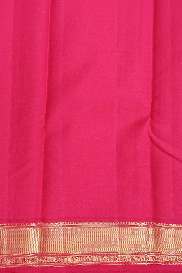 Kanchipuram Silk Saree In Saffron Yellow With Checks Design