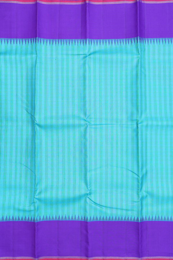 Kanchipuram Silk Saree In Sky Blue With Checks Design