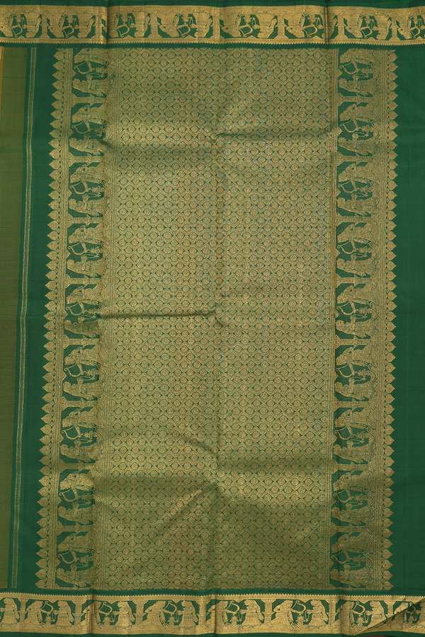 Kanchipuram Silk Saree In Saffron Yellow With Contrast Border