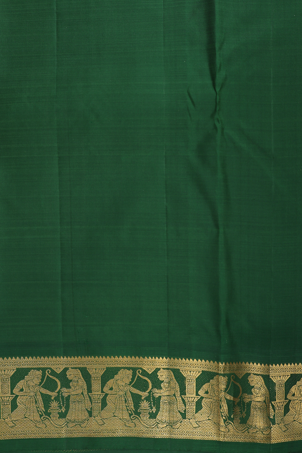 Kanchipuram Silk Saree In Saffron Yellow With Contrast Border