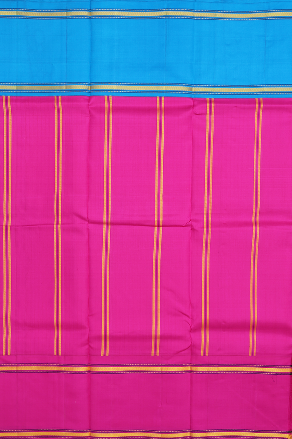 Kanchipuram Silk Saree In Saffron Yellow With Contrast Border