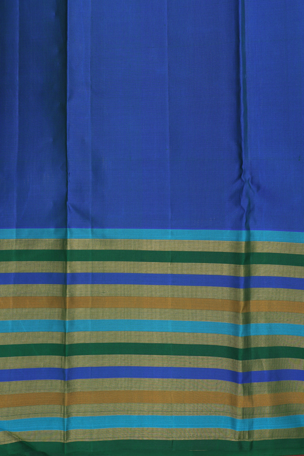 Kanchipuram Silk Saree In Saffron Yellow With Contrast Border