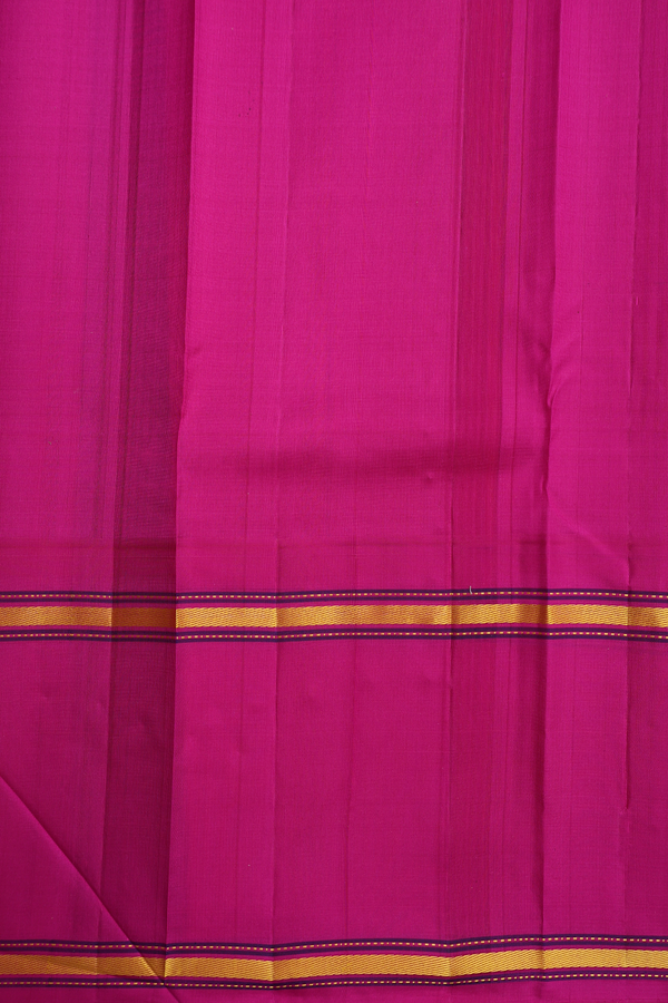 Kanchipuram Silk Saree In Saffron Yellow With Contrast Border