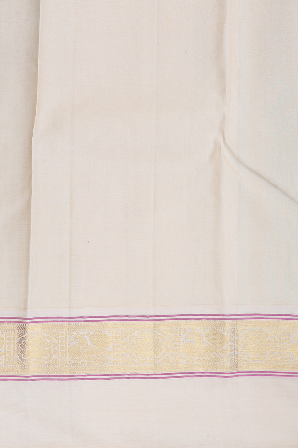 Kanchipuram Silk Saree In Ochre Orange With Contrast Border