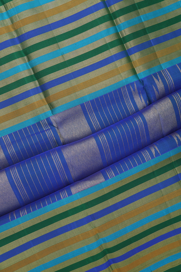 Kanchipuram Silk Saree In Saffron Yellow With Contrast Border
