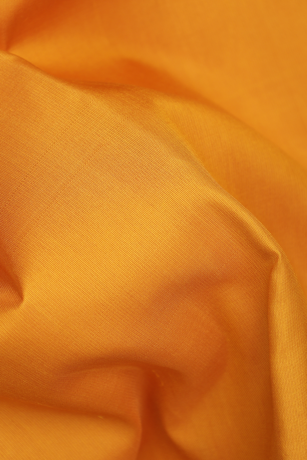 Kanchipuram Silk Saree In Saffron Yellow With Contrast Border