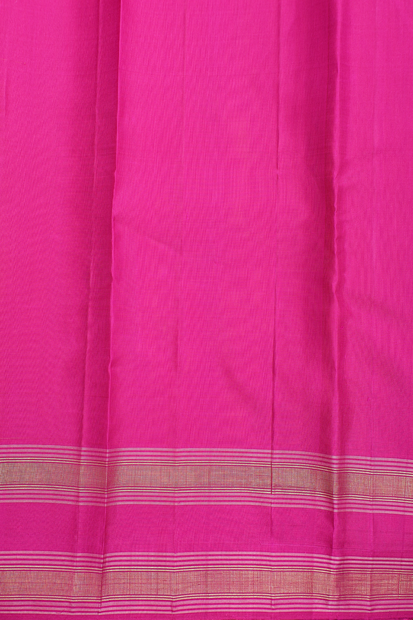 Kanchipuram Silk Saree In Saffron Yellow With Floral Buttas