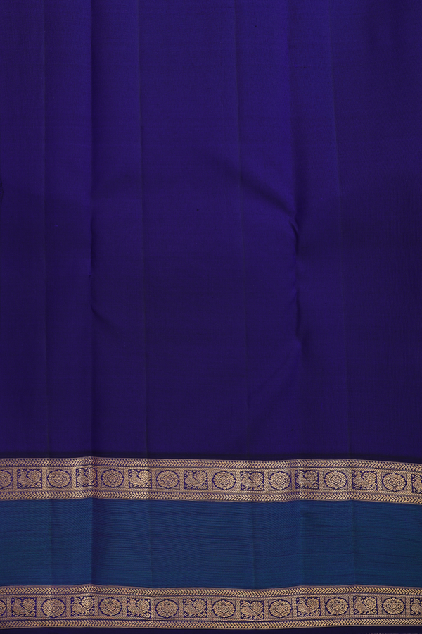 Kanchipuram Silk Saree In Saffron Yellow With Paisley Buttas