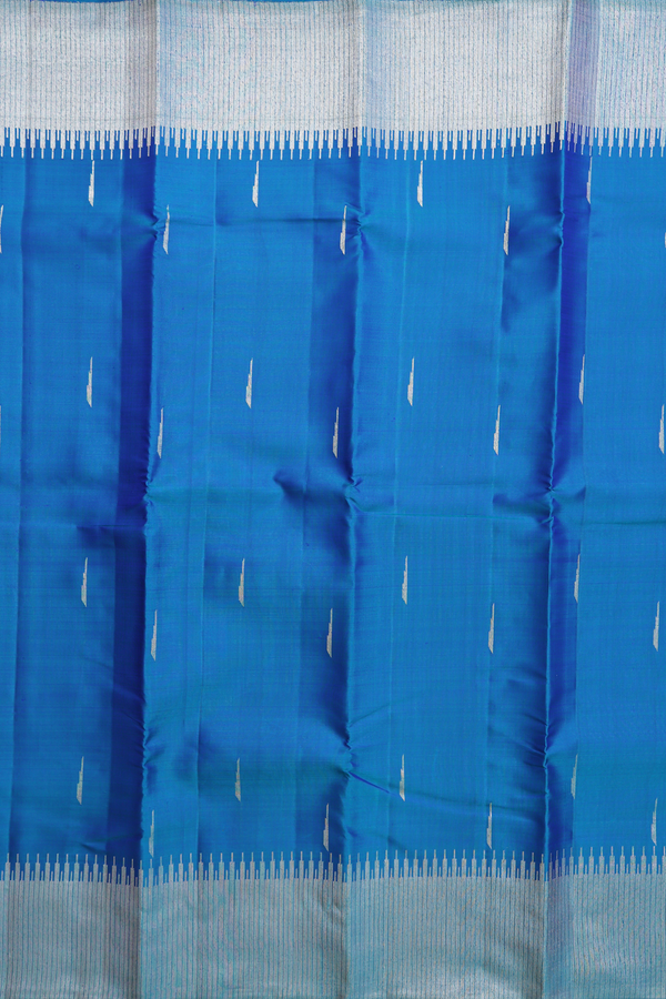 Kanchipuram Silk Saree In Teal Blue With Malli Moggu Buttas