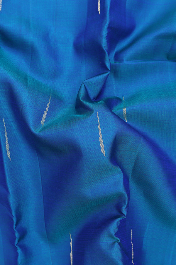 Kanchipuram Silk Saree In Teal Blue With Malli Moggu Buttas
