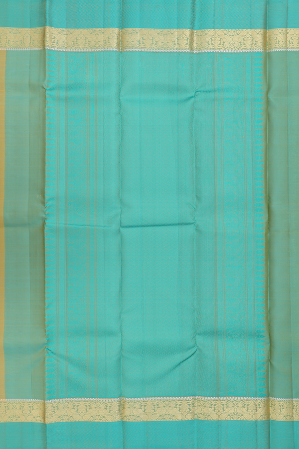 Kanchipuram Silk Saree In Saffron Yellow With Peacock Border