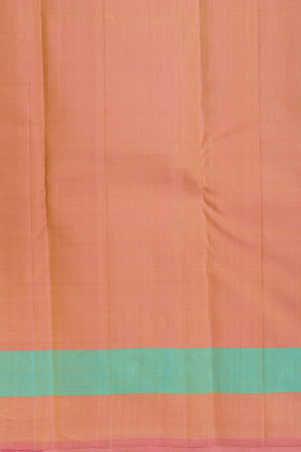 Kanchipuram Silk Saree In Saffron Yellow With Stripes Design