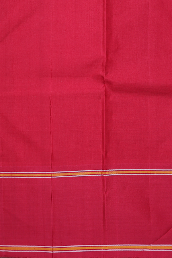 Kanchipuram Silk Saree In Saffron Yellow With Contrast Border
