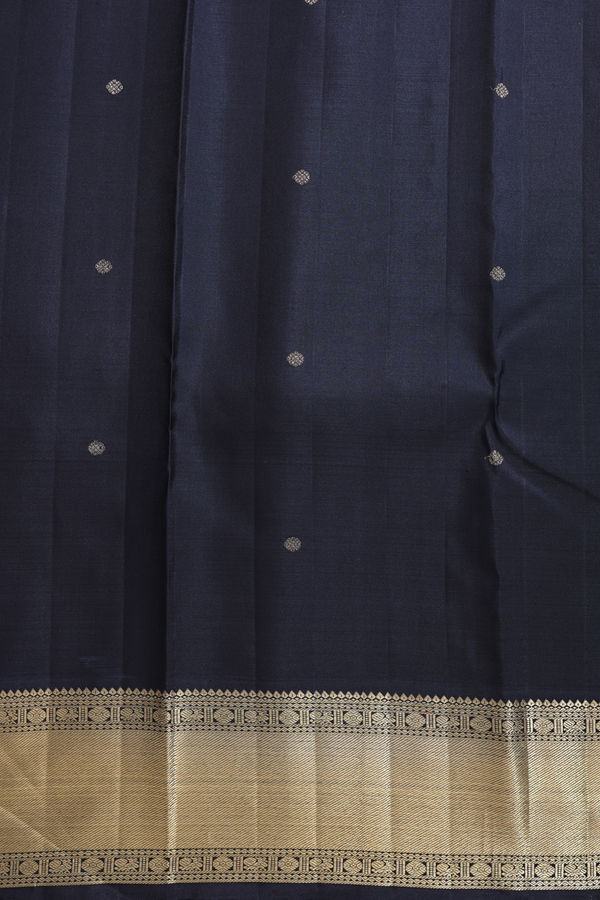 Kanchipuram Silk Saree In Saffron Yellow With Zari Buttas