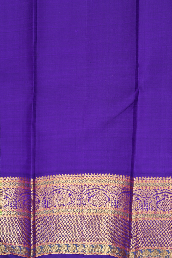 Kanchipuram Silk Saree In Saffron Yellow With Zari Buttas