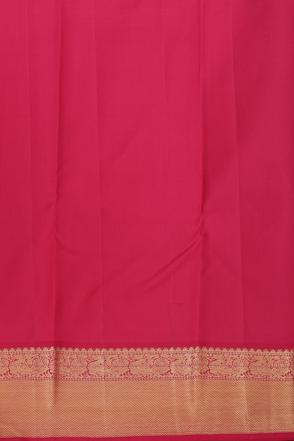 Kanchipuram Silk Saree In Saffron Yellow With Zari Buttas