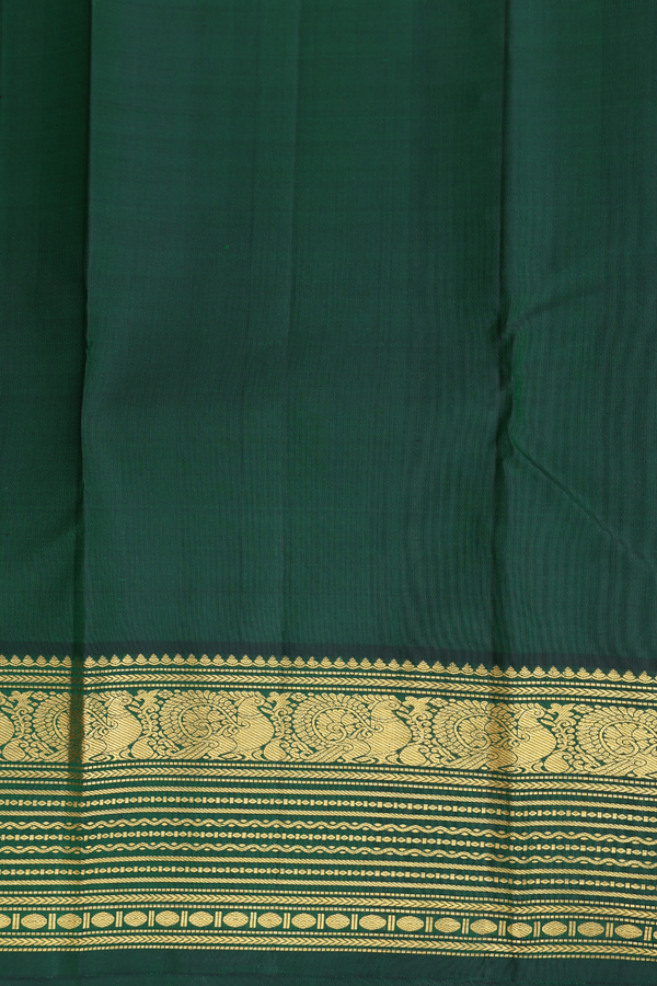 Kanchipuram Silk Saree In Saffron Yellow With Zari Buttas