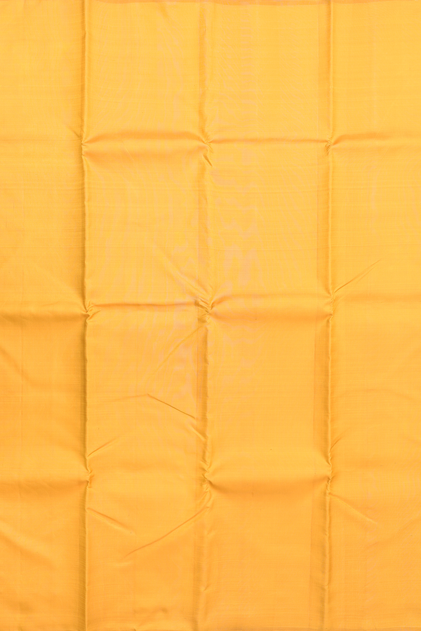 Kanchipuram Silk Saree In Saffron Yellow With Zari Pallu