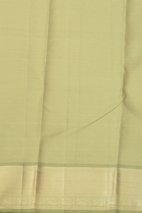 Kanchipuram Silk Saree In Green Beige With Stripes Design