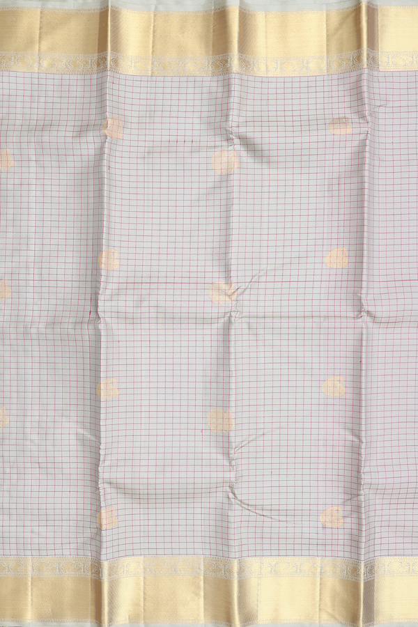 Kanchipuram Silk Saree In Sage Green With Checks Design