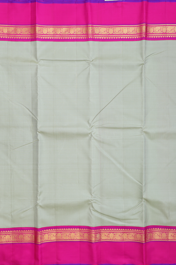 Kanchipuram Silk Saree In Sage Green With Contrast Border