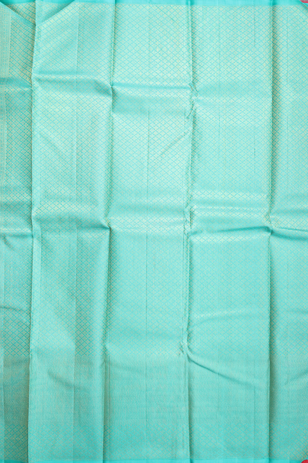 Kanchipuram Silk Saree In Scarlet Red With Brocade Design