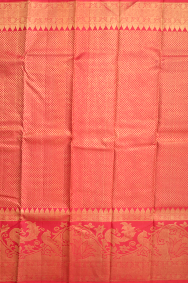 Kanchipuram Silk Saree In Scarlet Red With Brocade Design