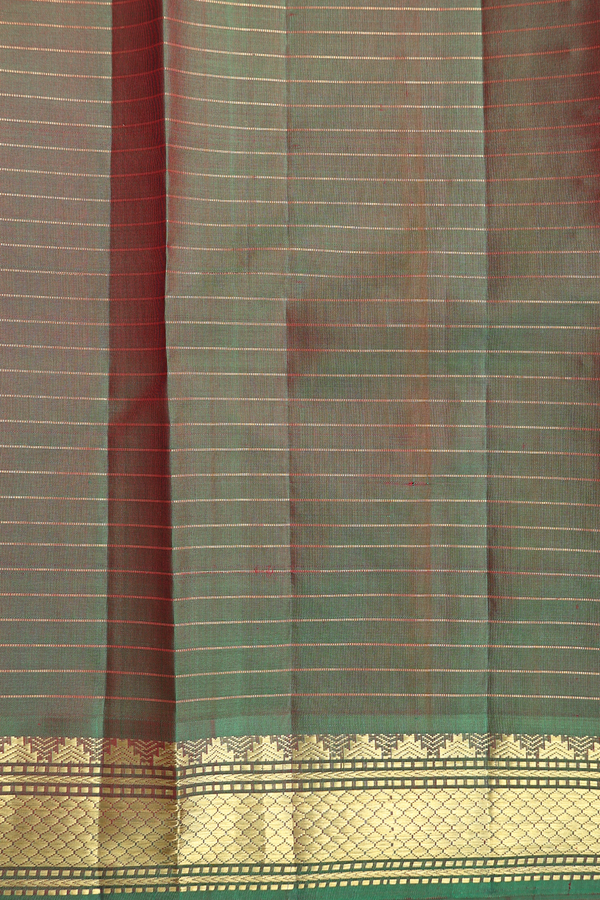 Kanchipuram Silk Saree In Scarlet Red With Checks Design