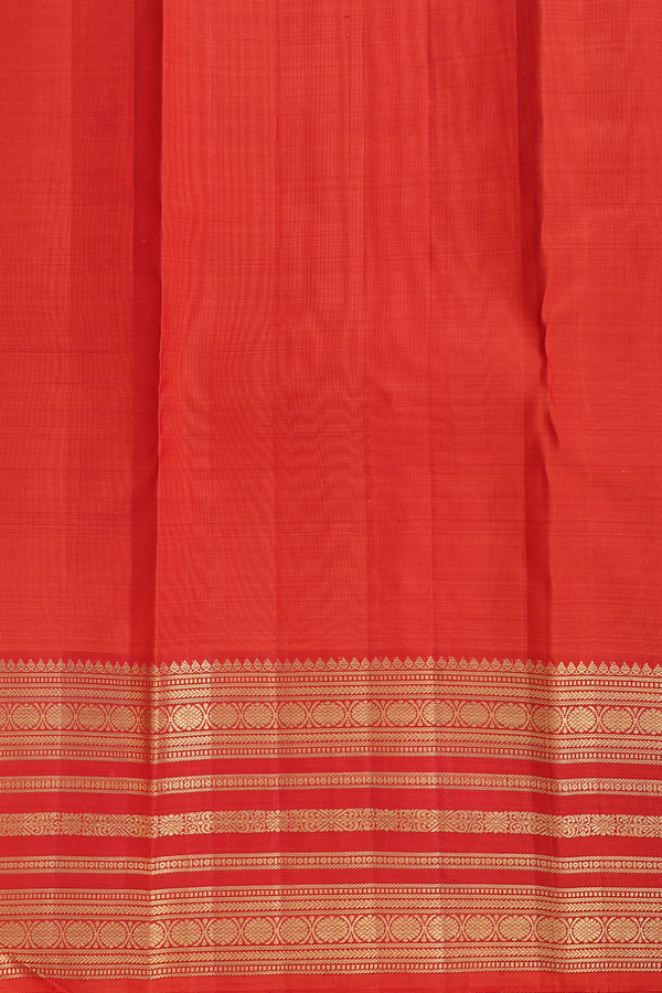 Kanchipuram Silk Saree In Scarlet Red With Checks Design
