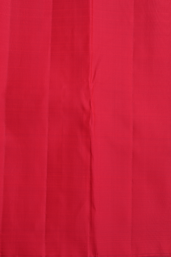 Kanchipuram Silk Saree In Scarlet Red With Jacquard Pattern