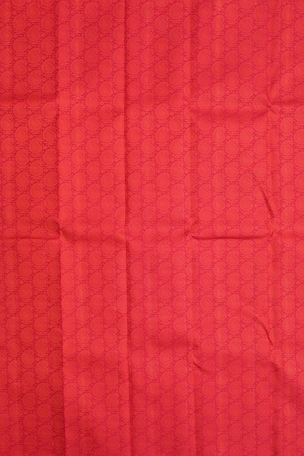 Kanchipuram Silk Saree In Scarlet Red With Jacquard Pattern