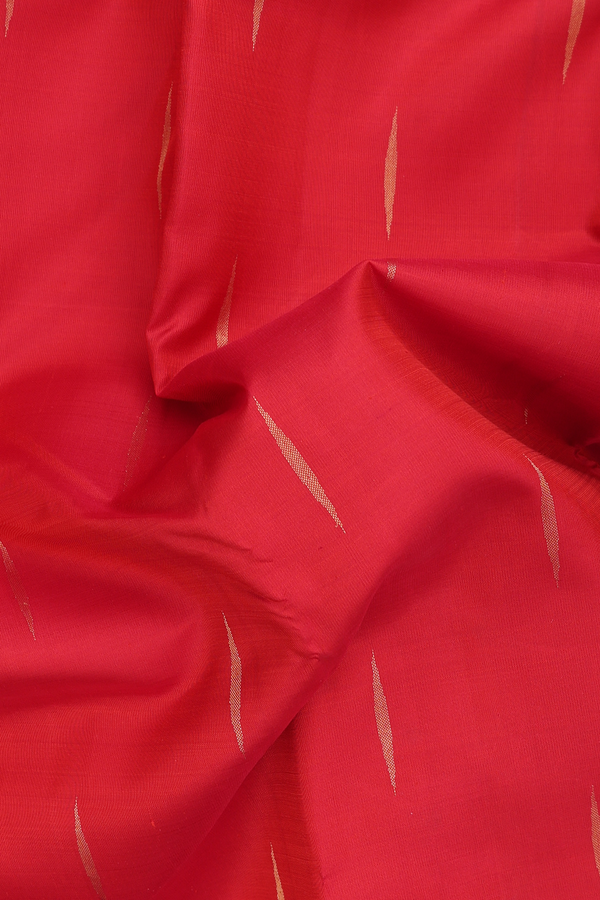Kanchipuram Silk Saree In Scarlet Red With Malli Moggu Buttas