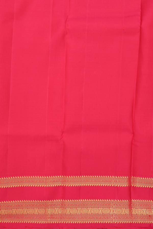 Kanchipuram Silk Saree In Scarlet Red With Peacock Buttas