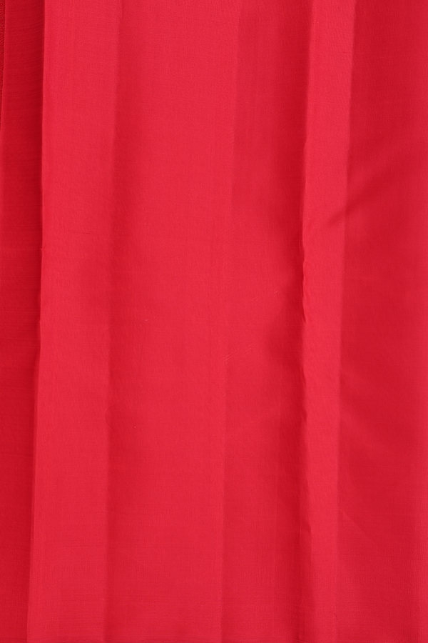 Kanchipuram Silk Saree In Scarlet Red With Stripes Design