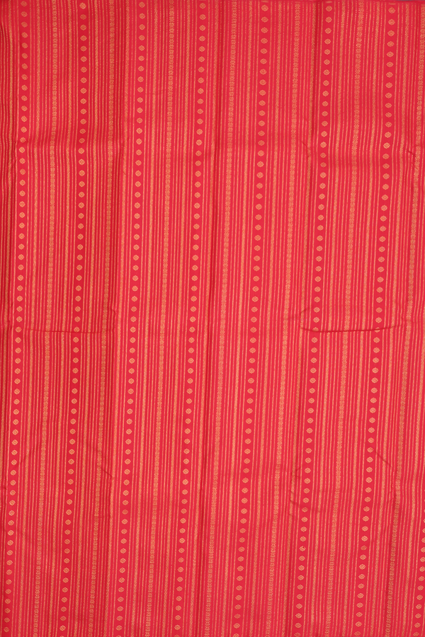 Kanchipuram Silk Saree In Scarlet Red With Stripes Design
