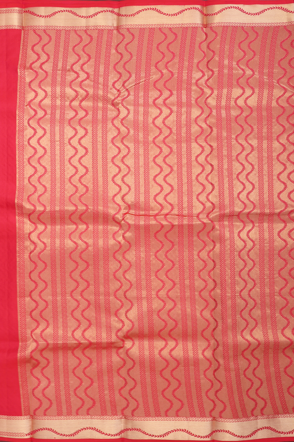 Kanchipuram Silk Saree In Scarlet Red With Zari Border