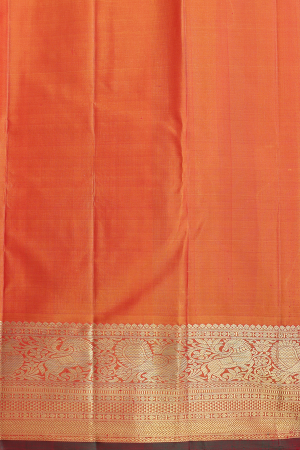 Kanchipuram Silk Saree In Scarlet Red With Zari Buttas
