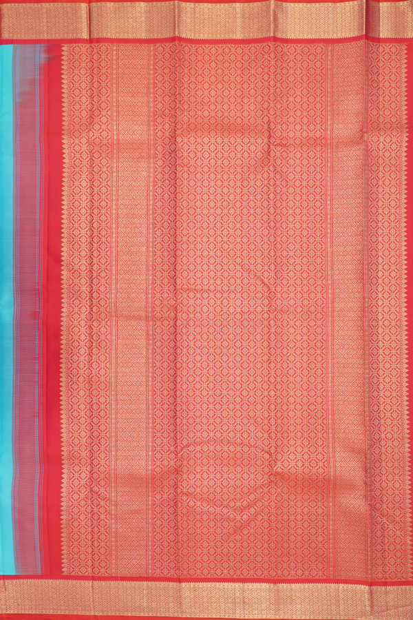 Kanchipuram Silk Saree In Sea Blue With Chakram Zari Motifs