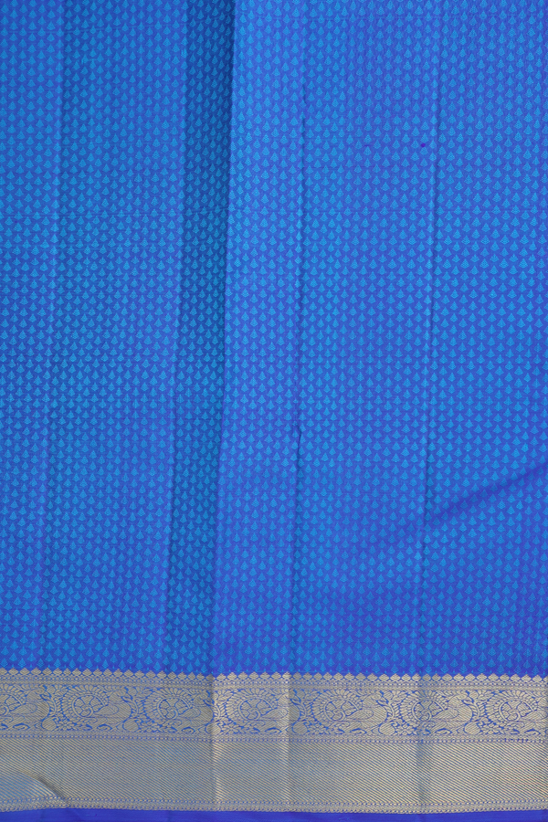 Kanchipuram Silk Saree In Sea Blue With Jacquard Pattern