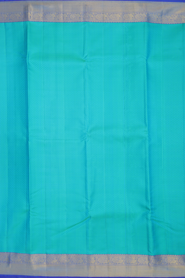 Kanchipuram Silk Saree In Sea Blue With Jacquard Pattern