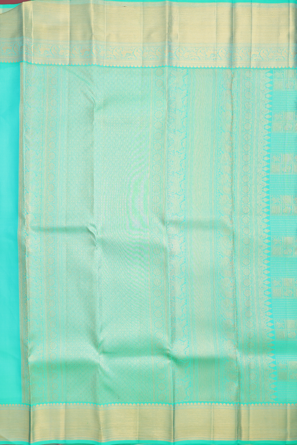Kanchipuram Silk Saree In Sea Green With Brocade Design