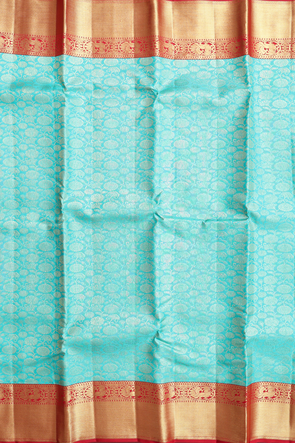 Kanchipuram Silk Saree In Sea Green With Brocade Design