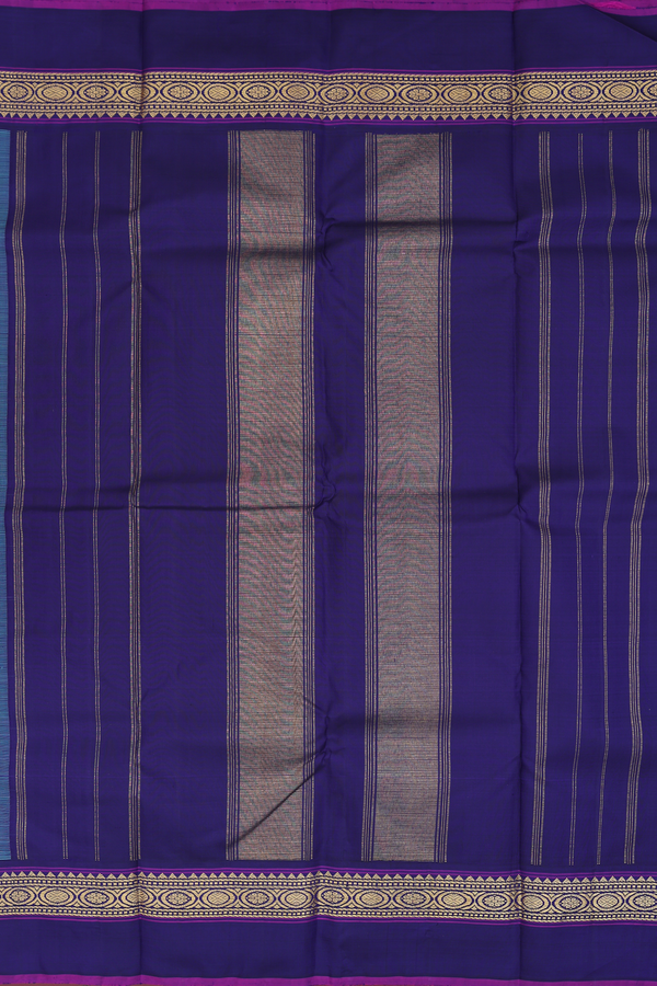 Kanchipuram Silk Saree In Tiffany Blue With Contrast Border