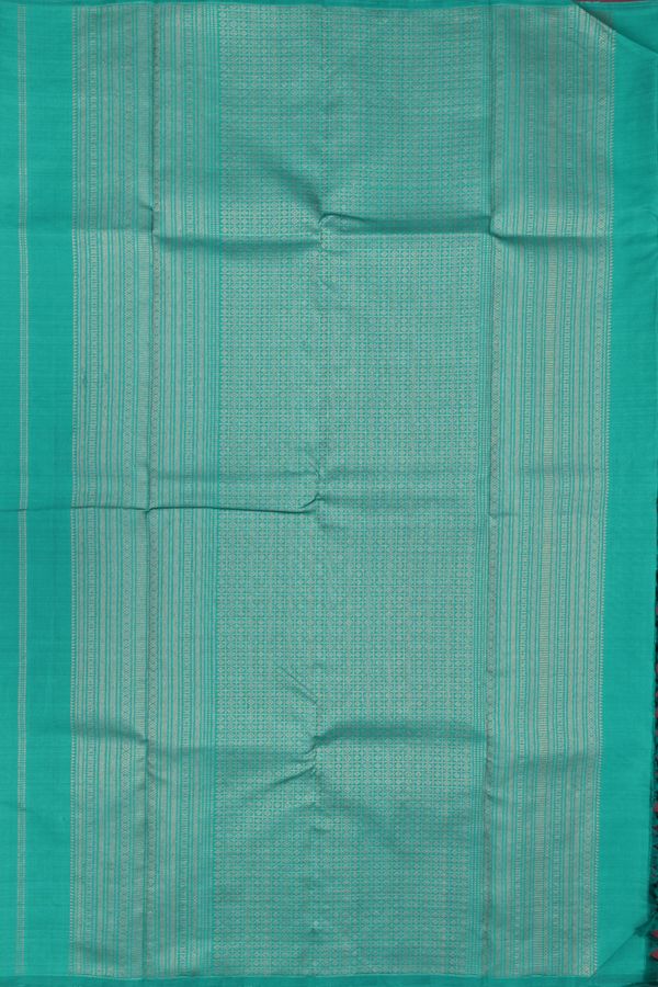 Kanchipuram Silk Saree In Sea Green With Elephant Buttas