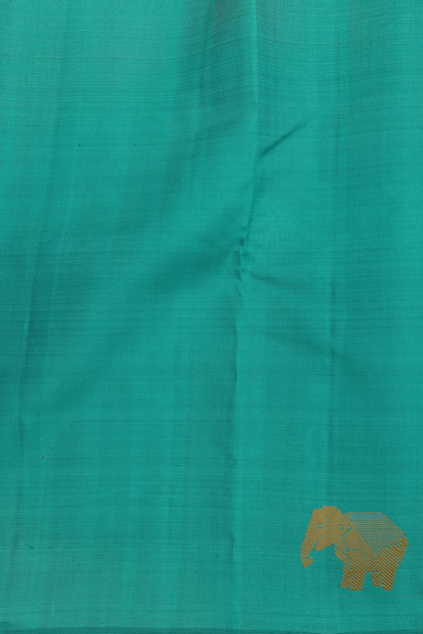 Kanchipuram Silk Saree In Sea Green With Elephant Buttas