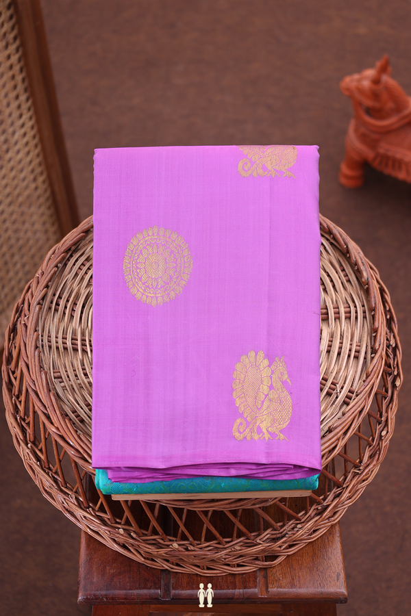 Kanchipuram Silk Saree In Turkish Blue With Jacquard Pattern