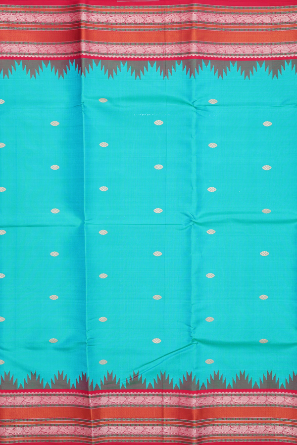Kanchipuram Silk Saree In Sea Green With Threadwork Buttas